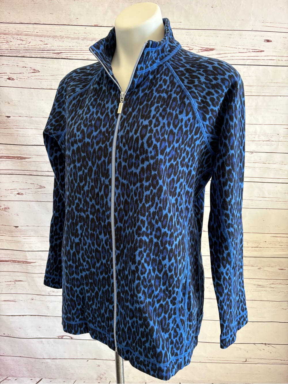 Tommy Bahama Aruba Cat's Meow Full Zip Jacket Blue Black Leopard Print Large NWT - Picture 6 of 11